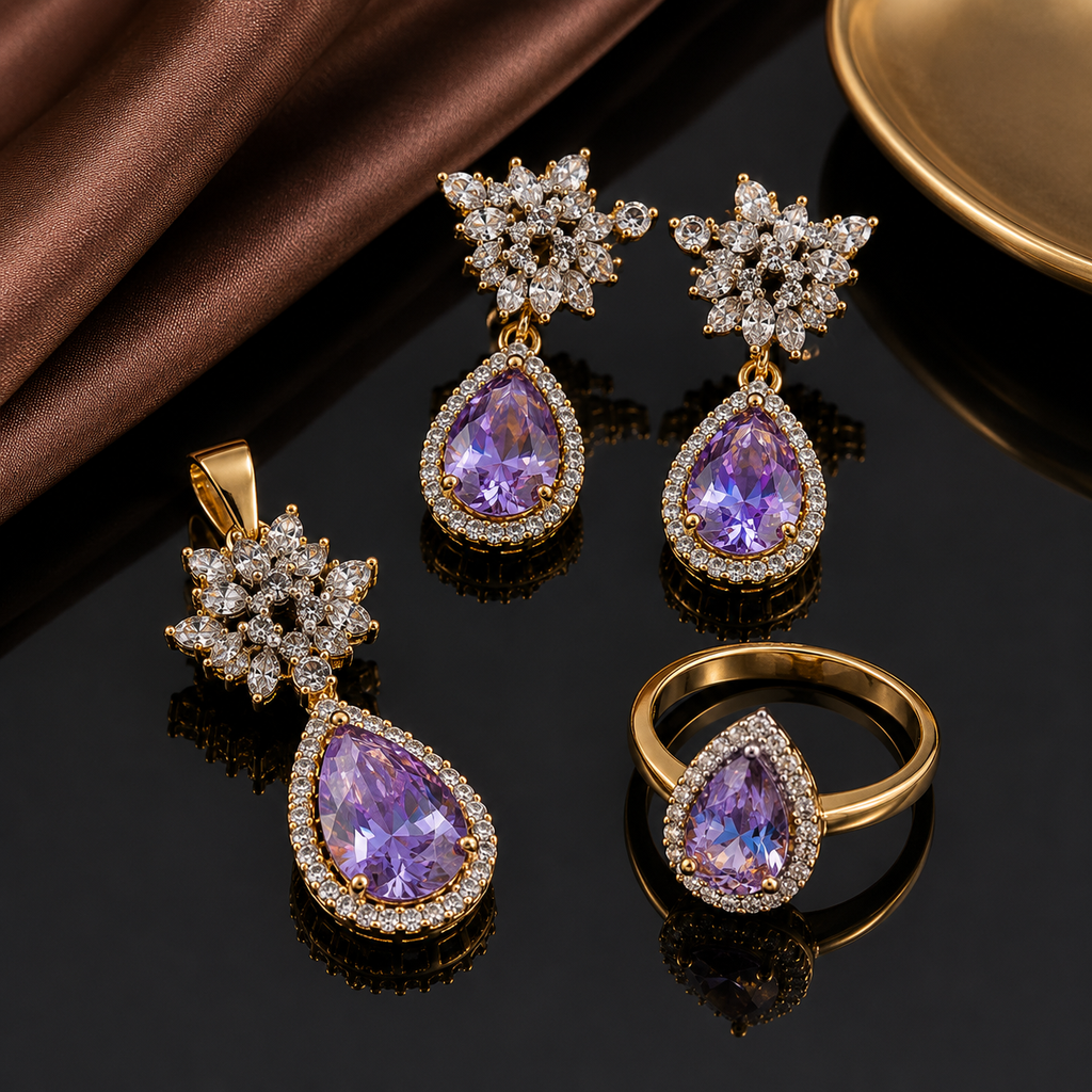 Lavender Teardrop Set – Rs. 2450
