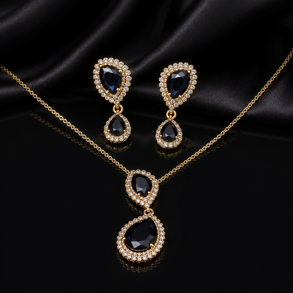 Blue Crystal Jewelry Set – Rs. 950