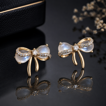 Bow Crystal Stud Earrings – Rs. 450
