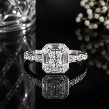 Emerald-Cut Crystal Ring – Rs. 1350