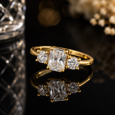 Radiant Three Stone Crystal Ring – Rs. 1150