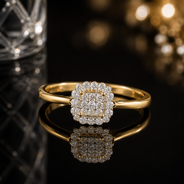 Square Halo Crystal Ring – Rs. 1050