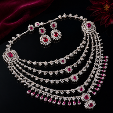 Luxury Crystal Bridal Necklace Set - Rs 7950