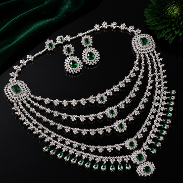 Luxury Crystal Bridal Necklace Set - Rs 7950
