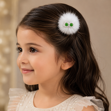 White Fur Hair Pin – Rs. 250