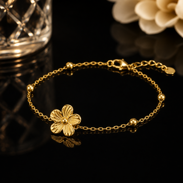 Gold Flower Chain Bracelet – Rs. 550