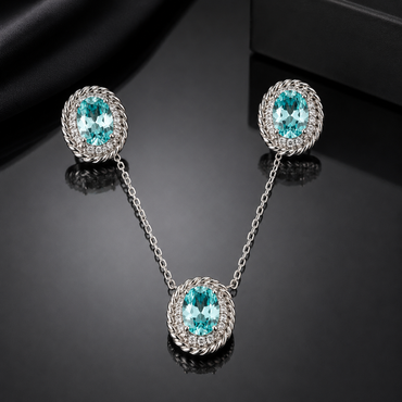 Aqua Crystal Locket Set – Rs. 2650