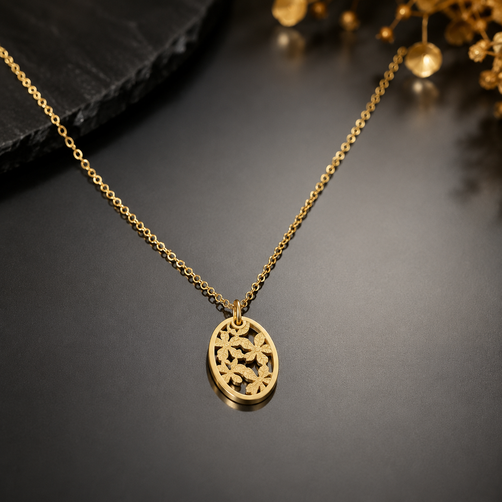 Gold Floral Pendant – Rs. 850