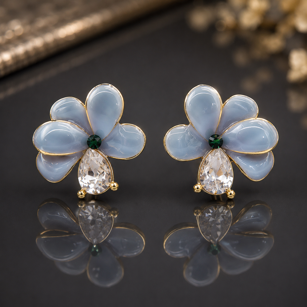 Blue Floral Stud Earrings – Rs. 550