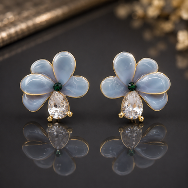 Blue Floral Stud Earrings – Rs. 550
