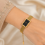 Gold Rectangular Dial Mesh Chain Watch