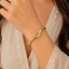 Gold Tree of Life Medallion Bangle Bracelet with CZ Pave