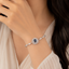 Sapphire Halo Crystal Chain Bracelet – Silver Tone