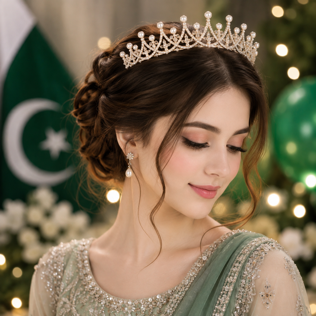 Elegant Pearl & Crystal Crown