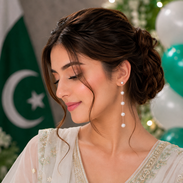 Elegant Pearl Chain Drop Earrings