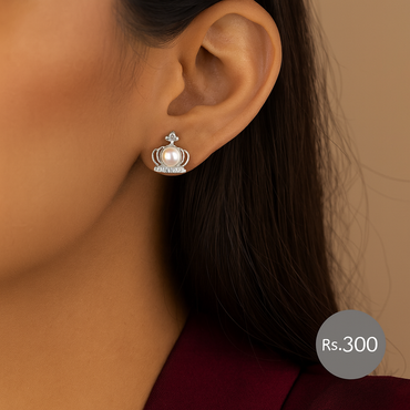 Crown Pearl Stud Earrings – Rs. 300