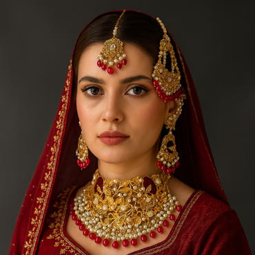 Traditional Choker Set with Red Beads