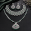 Emerald green American Diamond bridal necklace set with statement choker, long pendant necklace and matching earrings