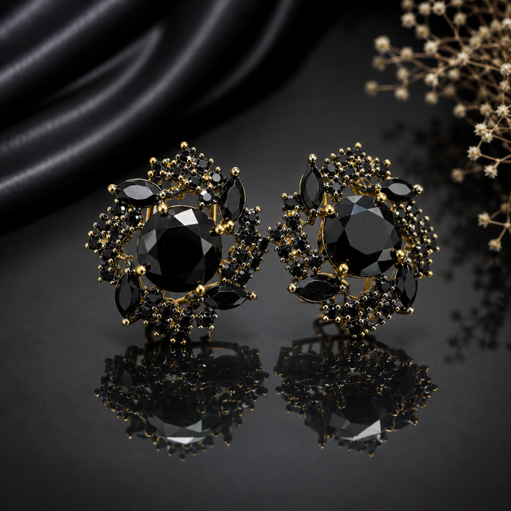 Sparkling Golden Floral Earrings