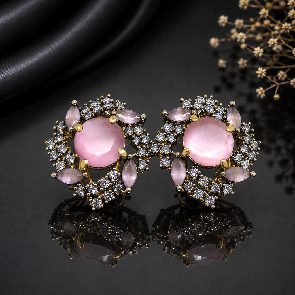 Sparkling Golden Floral Earrings