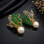 Golden Leaf Pearl Drop Earrings