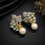 Golden Leaf Pearl Drop Earrings