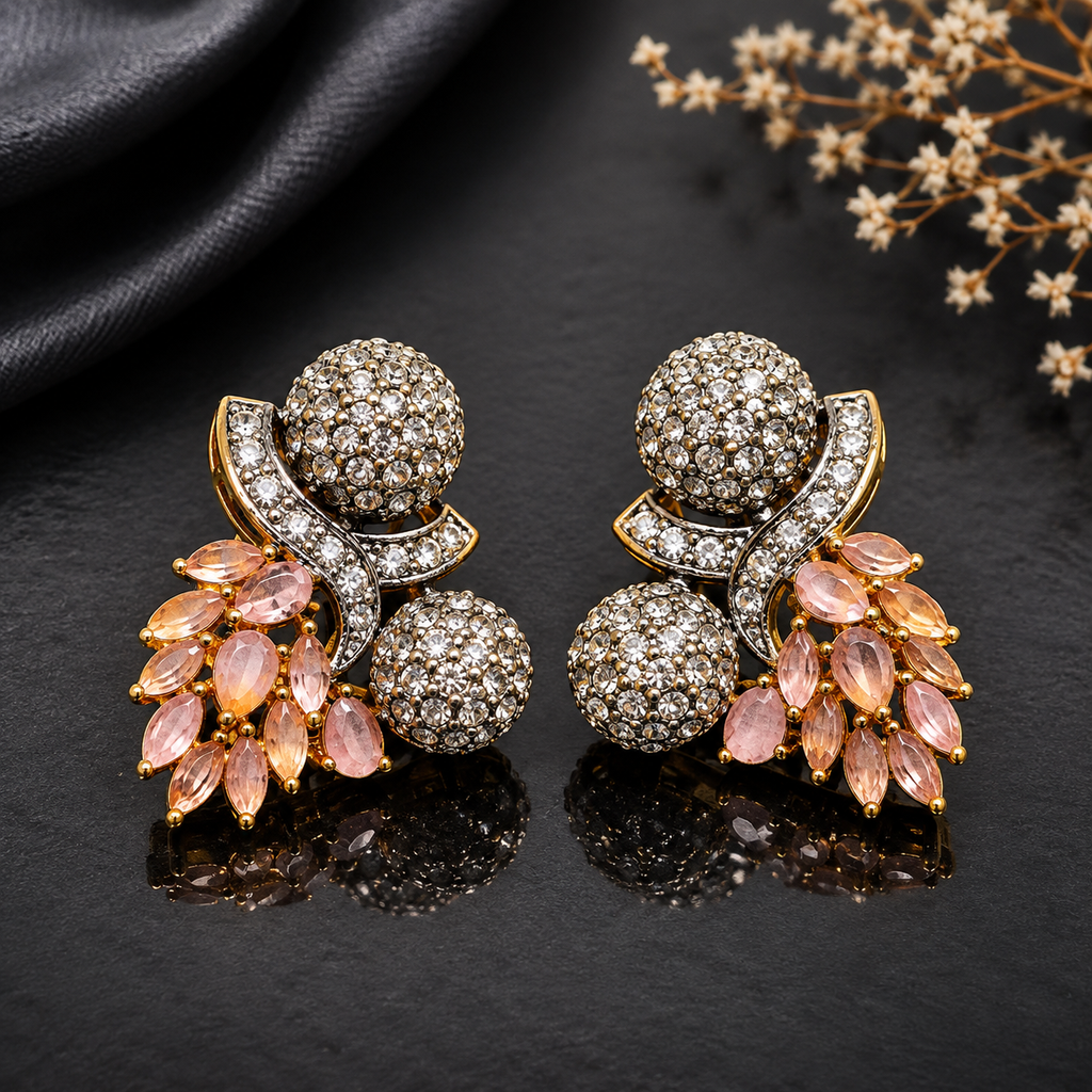 Radiant Gold-Plated Floral Cluster Traditional Earrings