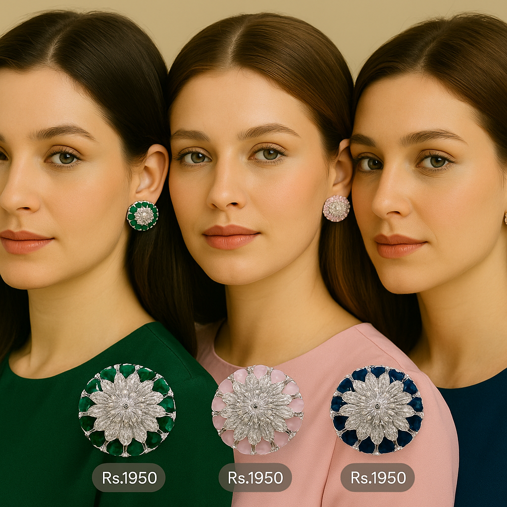 Floral Round Stud Earrings – Rs. 1,950