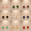 Bow Rectangle Stud Earrings – Gold Tone