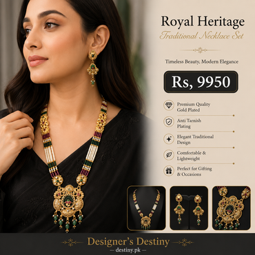 Royal Heritage Traditional Necklace Set worn on model