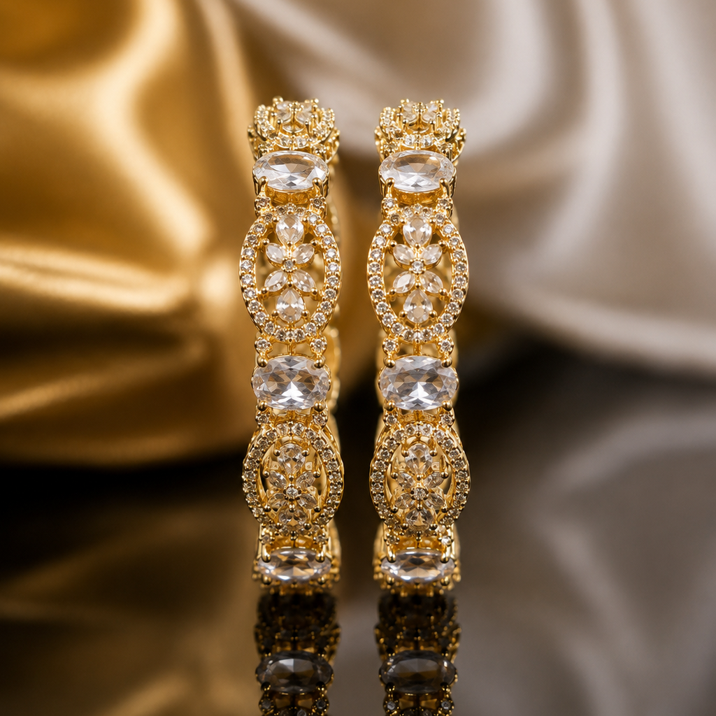 Gold Oval & Marquise Floral Kadas