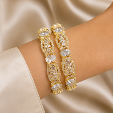 Gold Oval & Marquise Floral Kadas