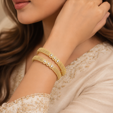 Gold Beaded Crystal Medallion Kadas