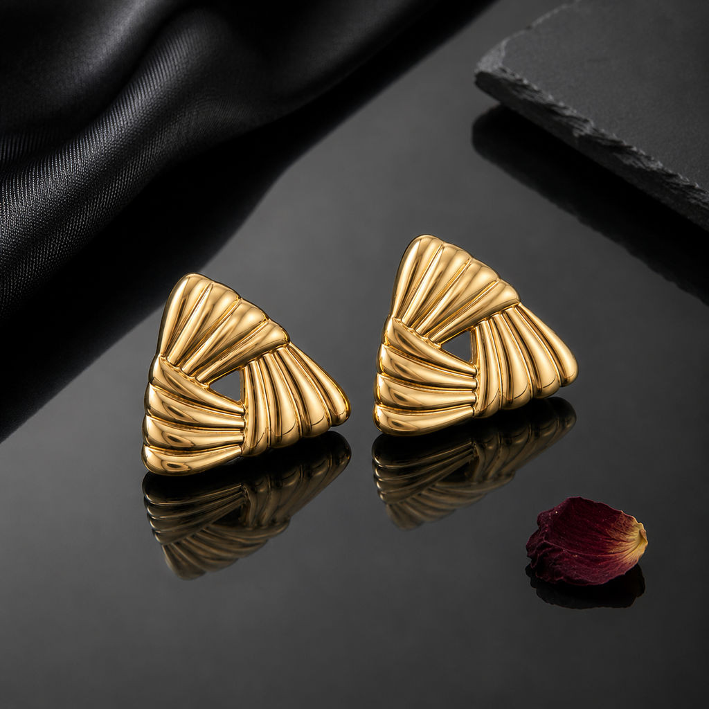 Fluted Triangle Stud Earrings