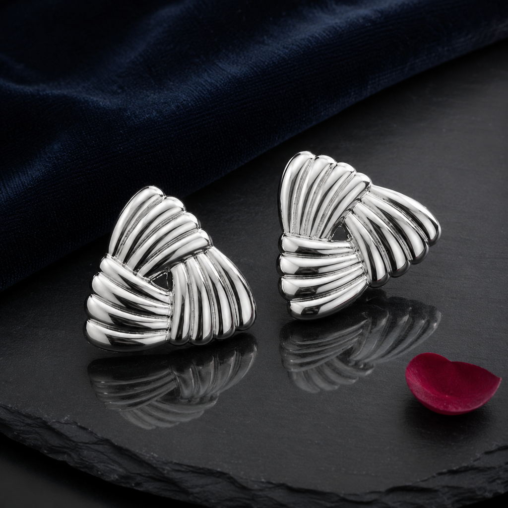 Fluted Triangle Stud Earrings