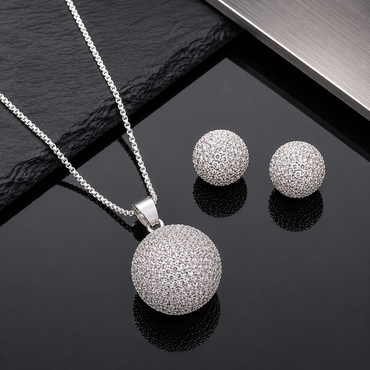 CZ Crystal Ball Locket Set – Rs. 1,050