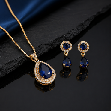 Blue CZ Locket Set – Rs. 850