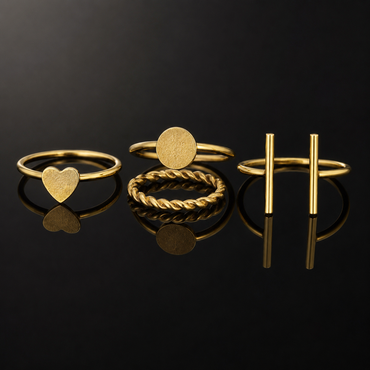 Mixed Shapes Stacking Ring Set – Gold Tone