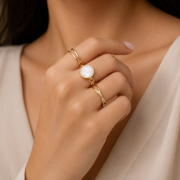 3-Piece Open Ring Set – Gold Tone