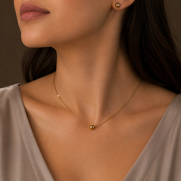 Ball Bead Snake Chain Necklace – Gold Tone