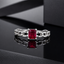 Ruby Chain Link Solitaire Ring – Silver Tone