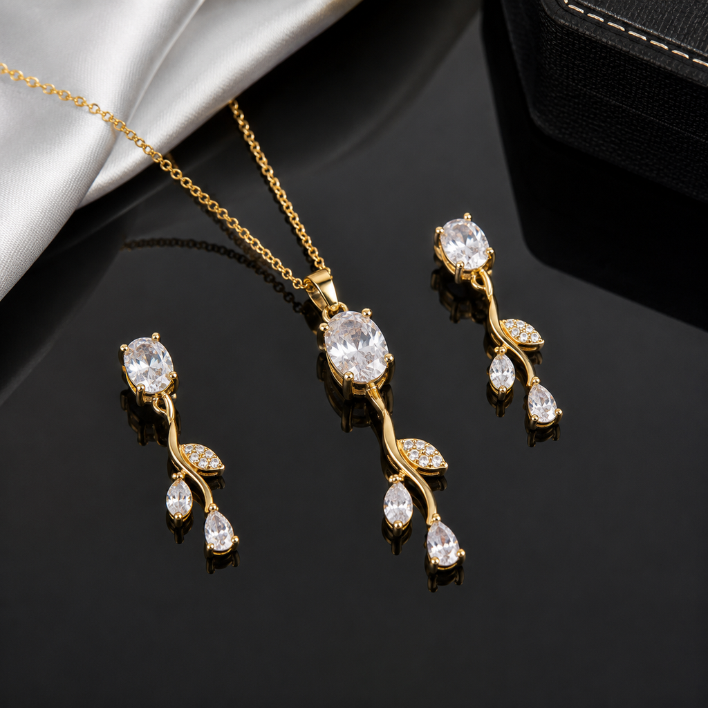 Emerald Tulip Pendant Set – Rs. 1250