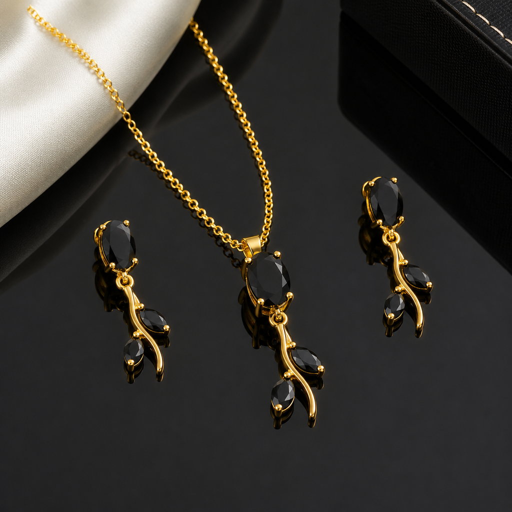 Emerald Tulip Pendant Set – Rs. 1250