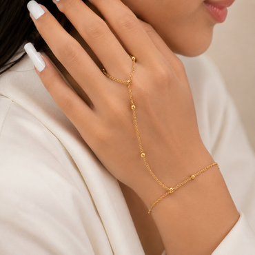 Gold Beaded Hand Chain – Rs. 550