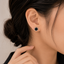 Black Disc Stud Earrings – Minimalist Silver Rim