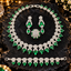 Emerald Green Floral Silver-Tone Jewellery Set