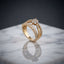 Gold Triple Split Band CZ Pavé Flower Cluster Cocktail Ring