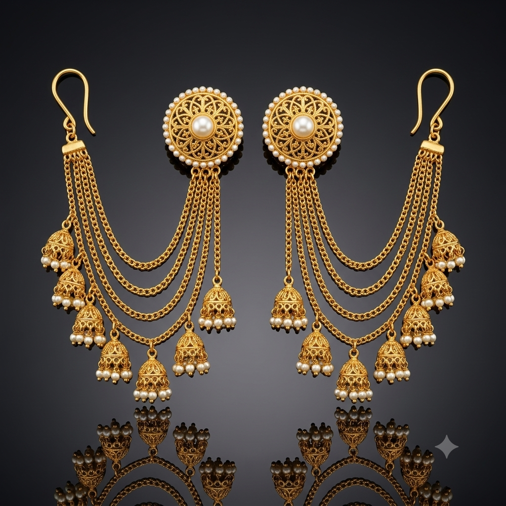Filigree Jhumka Bahubali Earrings
