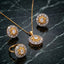 Gold Tone CZ Diamond Cluster Jewelry Set — Necklace, Earrings & Ring