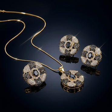 Gold-Tone Floral Cluster Jewelry Set - Multi-color